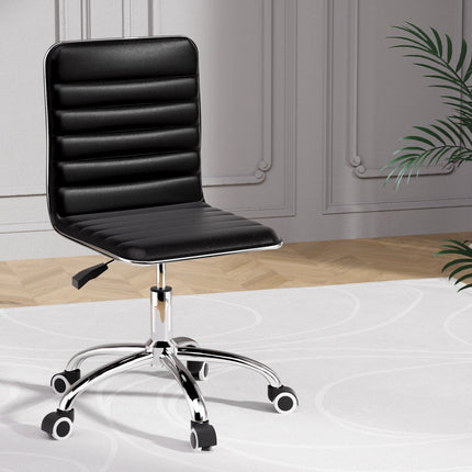 Artiss Office Chair Conference Chairs PU Leather Low Back Black 6