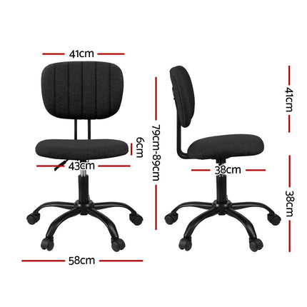 Artiss Armless Office Chair with Wheels, Ergonomic 360° Swivel Home Office Desk Chair, Height Adjustable Computer Task Chair with Fabric Back and Seat for Small Space, Black 2