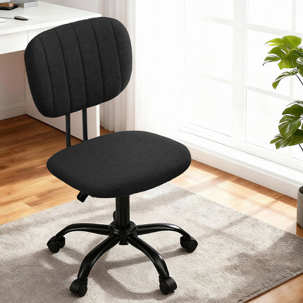 Artiss Armless Office Chair with Wheels, Ergonomic 360° Swivel Home Office Desk Chair, Height Adjustable Computer Task Chair with Fabric Back and Seat for Small Space, Black 7