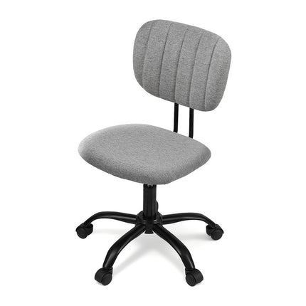 Artiss Armless Office Chair with Wheels, Ergonomic 360° Swivel Home Office Desk Chair, Height Adjustable Computer Task Chair with Fabric Back and Seat for Small Space, Grey 3
