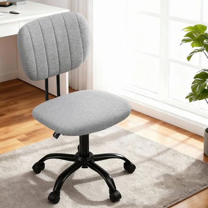 Artiss Armless Office Chair with Wheels, Ergonomic 360° Swivel Home Office Desk Chair, Height Adjustable Computer Task Chair with Fabric Back and Seat for Small Space, Grey 7