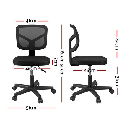 Artiss Armless Office Chair with Wheels, Ergonomic 360° Swivel Home Office Desk Chair, Height Adjustable Computer Task Chair with Fabric Back and Seat for Small Space, Black 2