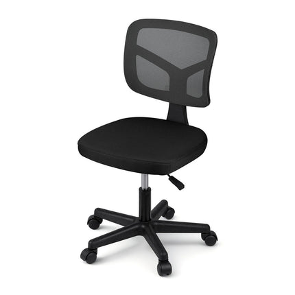 Artiss Armless Office Chair with Wheels, Ergonomic 360° Swivel Home Office Desk Chair, Height Adjustable Computer Task Chair with Fabric Back and Seat for Small Space, Black 3