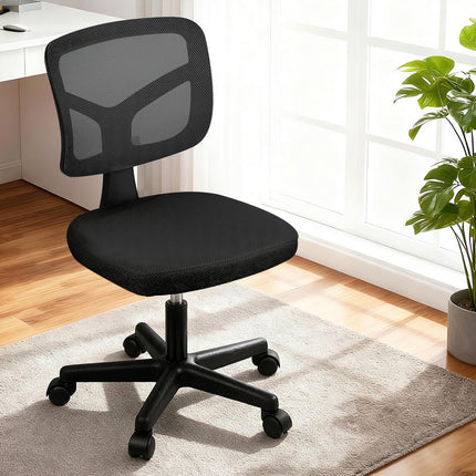 Artiss Armless Office Chair with Wheels, Ergonomic 360° Swivel Home Office Desk Chair, Height Adjustable Computer Task Chair with Fabric Back and Seat for Small Space, Black 7