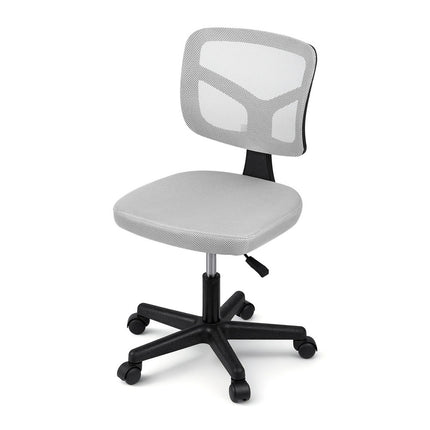 Artiss Armless Office Chair with Wheels, Ergonomic 360° Swivel Home Office Desk Chair, Height Adjustable Computer Task Chair with Fabric Back and Seat for Small Space, Grey 3