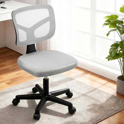 Artiss Armless Office Chair with Wheels, Ergonomic 360° Swivel Home Office Desk Chair, Height Adjustable Computer Task Chair with Fabric Back and Seat for Small Space, Grey 7