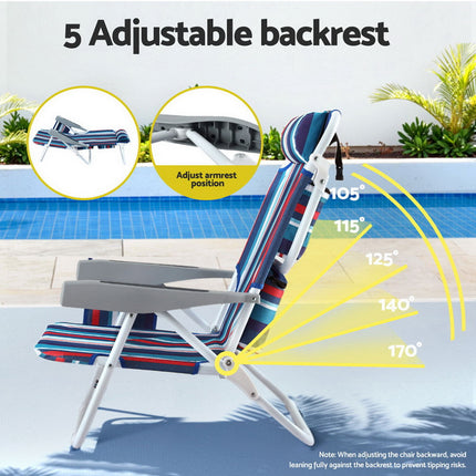 Gardeon Outdoor Chairs Beach Chair Backpack Cooler Storage Lightweight Fishing Blue 3