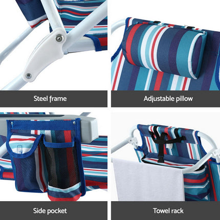 Gardeon Outdoor Chairs Beach Chair Backpack Cooler Storage Lightweight Fishing Blue 5