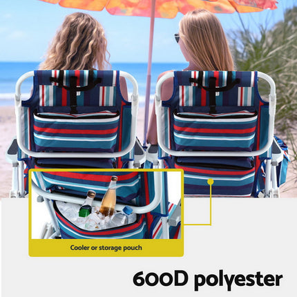 Gardeon Outdoor Chairs Beach Chair Backpack Cooler Storage Lightweight Fishing Blue 6