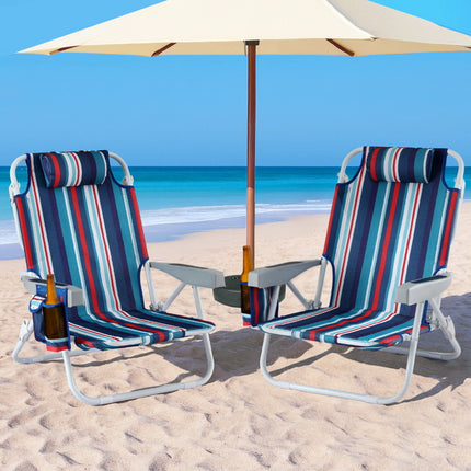 Gardeon Outdoor Chairs Beach Chair Backpack Cooler Storage Lightweight Fishing Blue 7