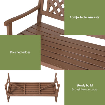 Gardeon Outdoor Garden Bench Wooden Chair 3 Seat Patio Furniture Lounge Natural 5