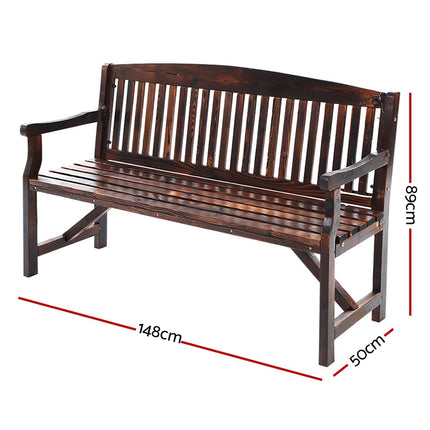 Gardeon 5FT Outdoor Garden Bench Wooden 3 Seat Chair Patio Furniture Charcoal 2