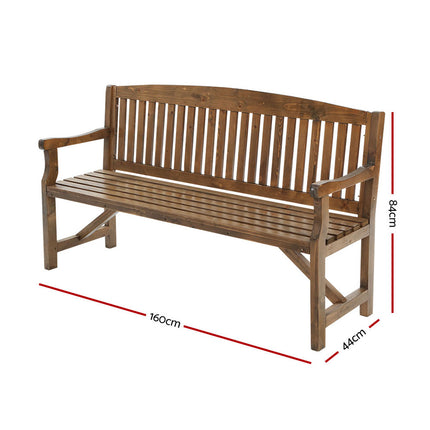 Gardeon 5FT Outdoor Garden Bench Wooden 3 Seat Chair Patio Furniture Natural 2