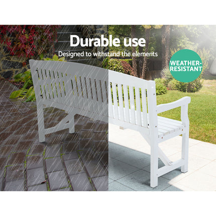 Gardeon 5FT Outdoor Garden Bench Wooden 3 Seat Chair Patio Furniture White 6