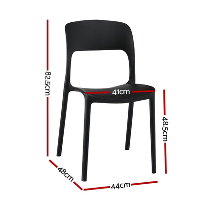 Gardeon 4PC Outdoor Dining Chairs Stackable PP Patio Chair Garden Furniture Black 2