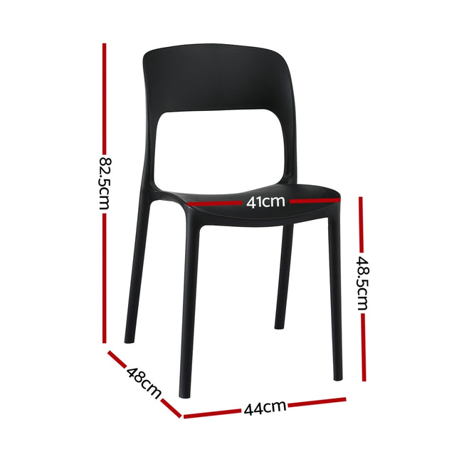 Gardeon 4PC Outdoor Dining Chairs Stackable PP Patio Chair Garden Furniture Black 2