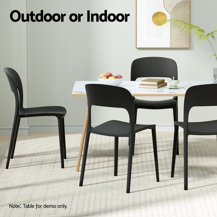 Gardeon 4PC Outdoor Dining Chairs Stackable PP Patio Chair Garden Furniture Black 6
