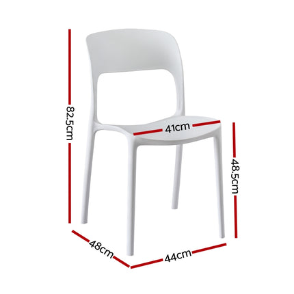 Gardeon 4PC Outdoor Dining Chairs Stackable PP Patio Chair Garden Furniture White 2