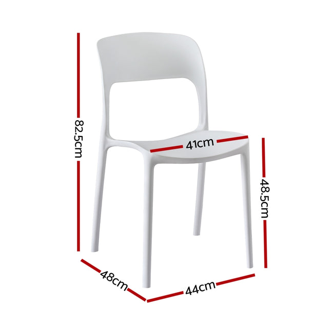 Gardeon 4PC Outdoor Dining Chairs Stackable PP Patio Chair Garden Furniture White 2