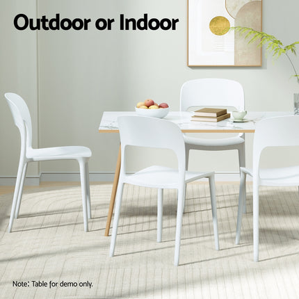 Gardeon 4PC Outdoor Dining Chairs Stackable PP Patio Chair Garden Furniture White 6