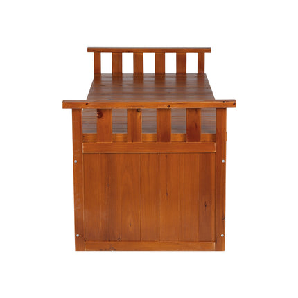 Gardeon Outdoor Storage Bench Box 129cm Wooden Garden Toy Chest Sheds Patio Furniture XL Natural 3