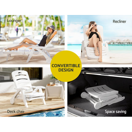 Gardeon Sun Lounger Folding Chaise Lounge Chair Wheels Patio Outdoor Furniture 5