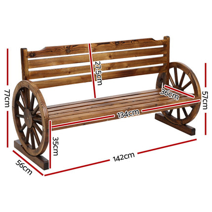 Gardeon Outdoor Garden Bench Wooden 3 Seat Wagon Chair Lounge Patio Furniture 2