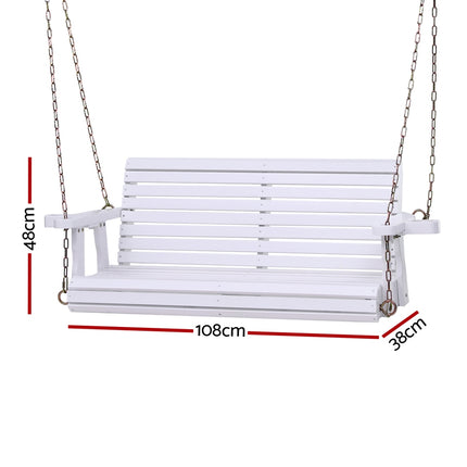 Gardeon Porch Outdoor Swing Chair With Cup Holder Wooden Furniture 2 Seater 2