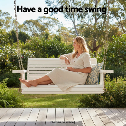 Gardeon Porch Outdoor Swing Chair With Cup Holder Wooden Furniture 2 Seater 4