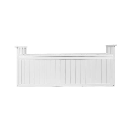 Gardeon Outdoor Storage Bench Box 129cm Wooden Garden Toy Chest Sheds Patio Furniture XL White 3