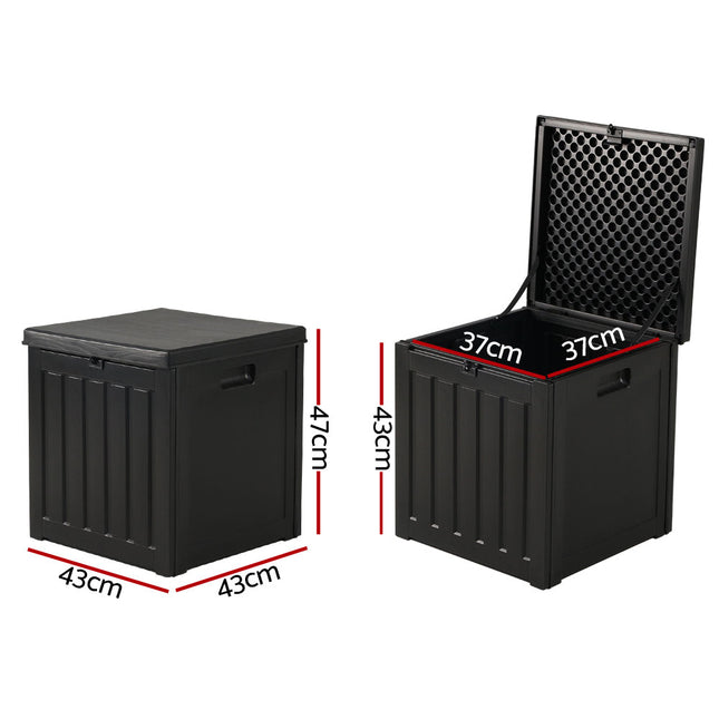 Gardeon Outdoor Storage Box 80L Container Lockable Garden Toy Tool Shed Black 2
