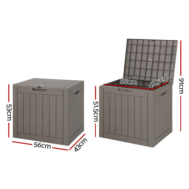 Gardeon Outdoor Storage Box 118L Container Lockable Garden Toy Tool Shed Grey 2