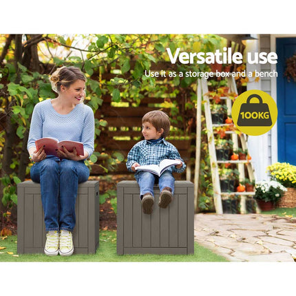Gardeon Outdoor Storage Box 118L Container Lockable Garden Toy Tool Shed Grey 4