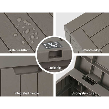 Gardeon Outdoor Storage Box 118L Container Lockable Garden Toy Tool Shed Grey 5