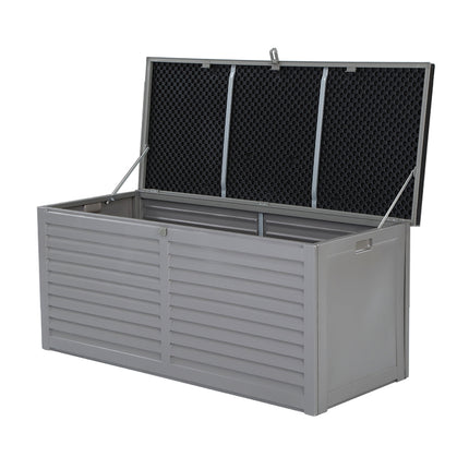 Gardeon Outdoor Storage Box 490L Container Lockable Garden Bench Tools Toy Shed Black 8