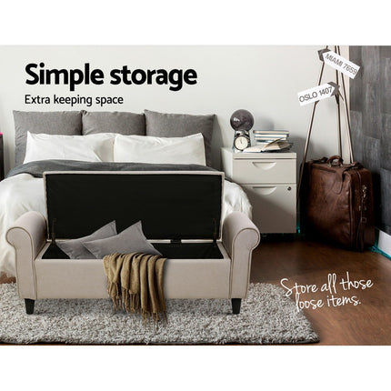 Artiss Storage Ottoman Blanket Box 125cm Arm Linen Taupe 6