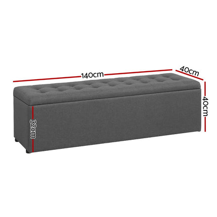 Artiss Storage Ottoman Blanket Box 140cm Linen Dark Grey 3