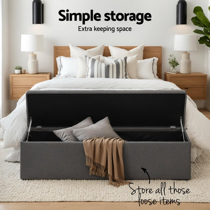 Artiss Storage Ottoman Blanket Box 140cm Linen Dark Grey 6