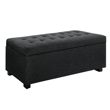 Artiss Storage Ottoman Blanket Box 97cm Linen Charcoal 8