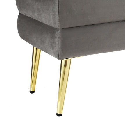 Artiss Ottoman Storage Foot Stool Velvet Grey 4