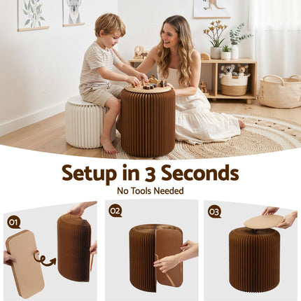 Artiss Accordion Folding Paper Stools Set Includes 2 Cushions Natural Kraft 100KG Capacity 4