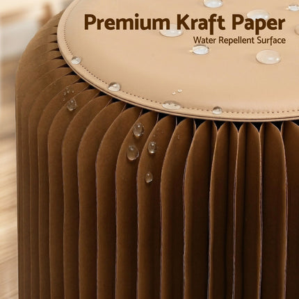Artiss Accordion Folding Paper Stools Set Includes 2 Cushions Natural Kraft 100KG Capacity 5