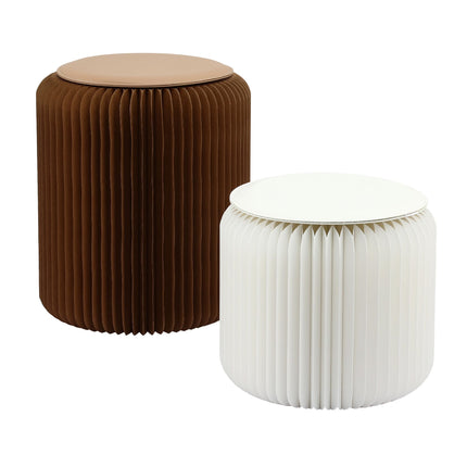 Artiss Accordion Folding Paper Stools Set Includes 2 Cushions Natural Kraft 100KG Capacity 11