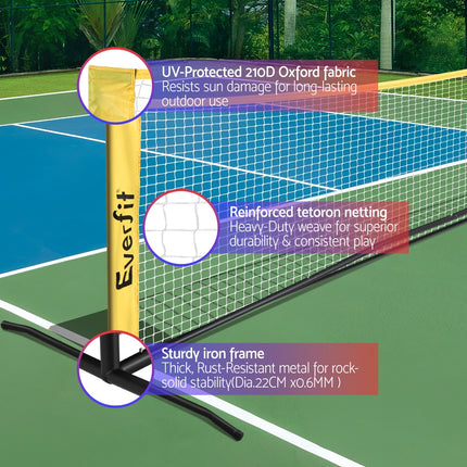 Everfit 10ft Portable Pickle Ball Net Adjustable Multi-Sport for Badminton Tennis Pickleball Volleyball 5