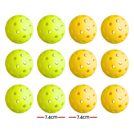Everfit 12PC Pickleballs Set 40-Hole Design Indoor Outdoor Durable PE Balls Green/Yellow 2