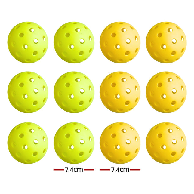 Everfit 12PC Pickleballs Set 40-Hole Design Indoor Outdoor Durable PE Balls Green/Yellow 2