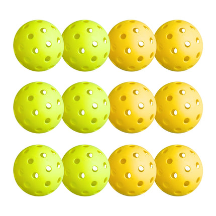 Everfit 12PC Pickleballs Set 40-Hole Design Indoor Outdoor Durable PE Balls Green/Yellow 3
