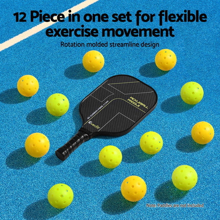 Everfit 12PC Pickleballs Set 40-Hole Design Indoor Outdoor Durable PE Balls Green/Yellow 4