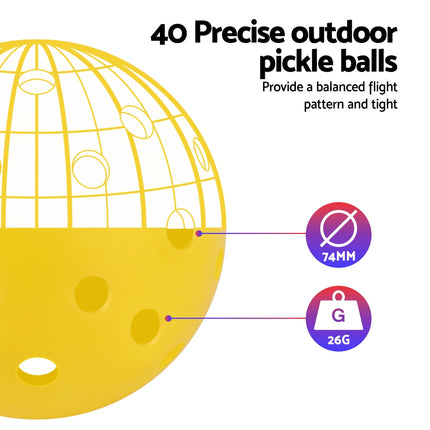 Everfit 12PC Pickleballs Set 40-Hole Design Indoor Outdoor Durable PE Balls Green/Yellow 5