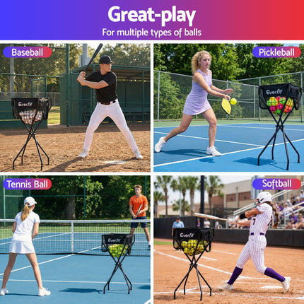 Everfit Portable Ball Cart Foldable Pickleball Tennis Baseball Softball 6